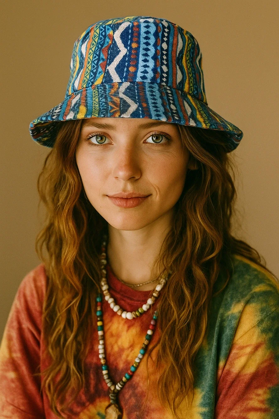 Vintage Bucket Hat Tribal Hippie Boho Sun Protection One size